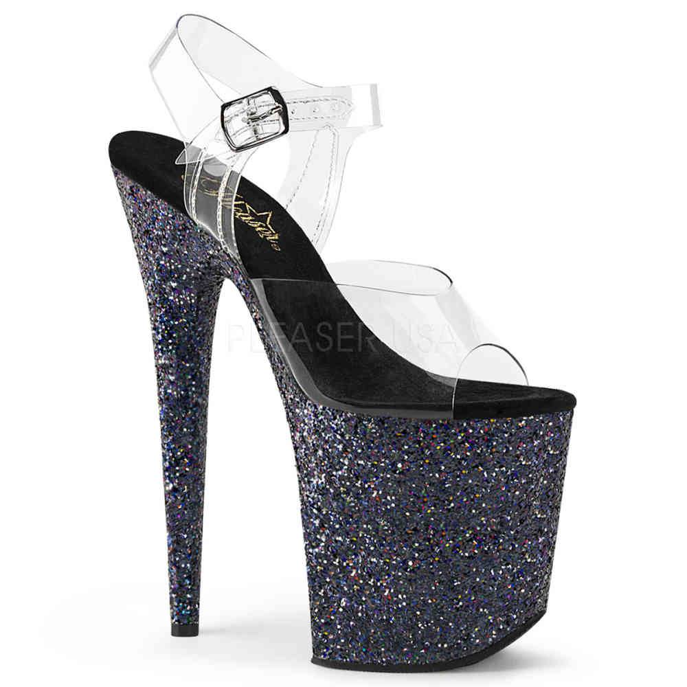 Pleaser - FLAMINGO808LG Sandale à bride à la cheville, Pole dance chaussures - Chaussures de pole dance - Noir/Multicolore Product image